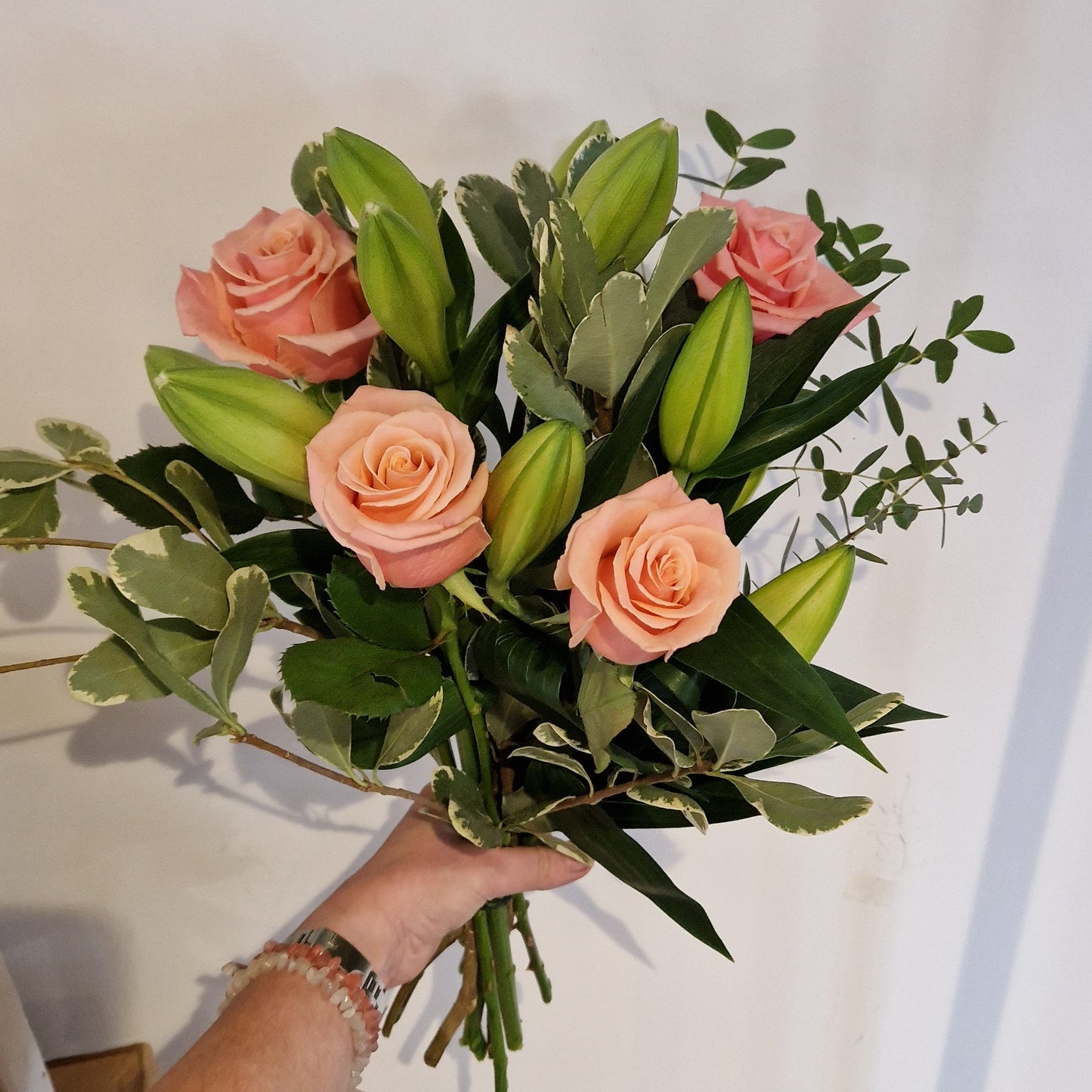 Rose and Oriental Lily Hand Tie