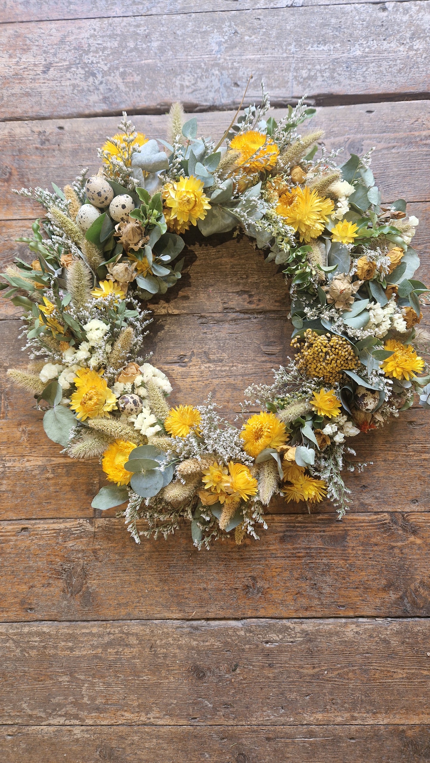 Easter wreath with quails eggs.