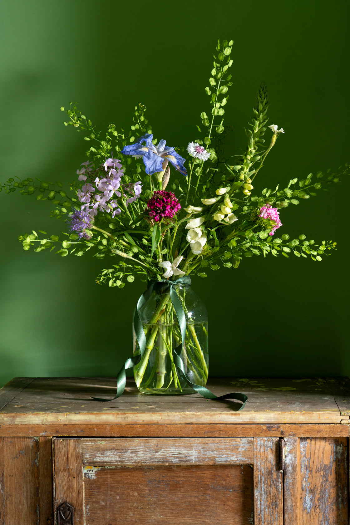 Locally Grown Flowers in a Vintage Pickle Jar